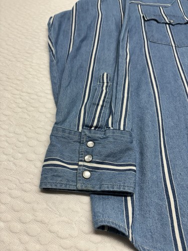 Vintage Dickies Shirt Men's Size XL Western Pearl Snap Striped Canvas Button Up - Picture 4 of 11