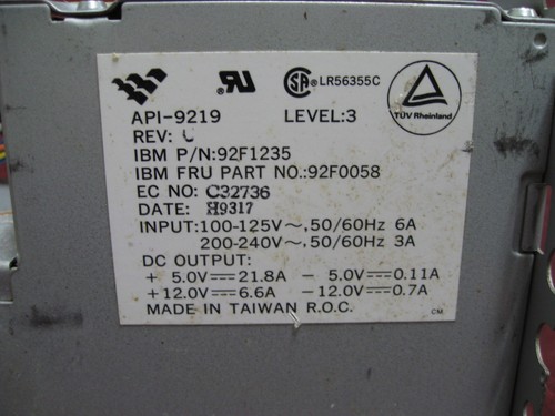 Vintage API-9219 IBM / ACBEL API POWER SUPPLY PN: 92F1235 - Picture 2 of 7