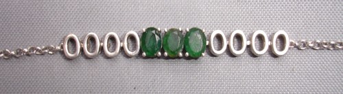 BRACELET ETHIOPIAN DARK GREEN OPAL trilogy STERLING SILVER 4.9g New 1.37 CTS