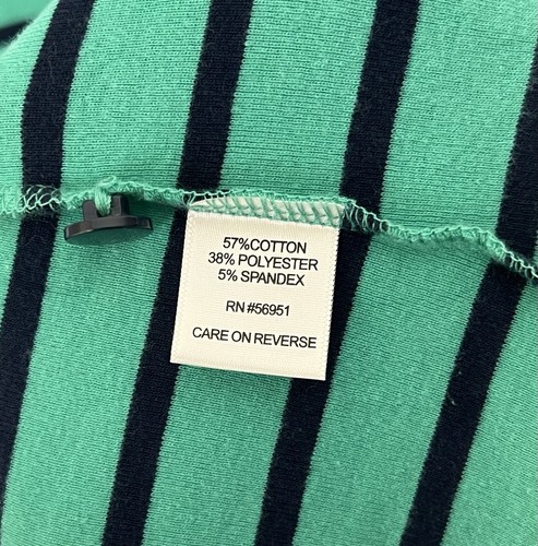 Northcrest Top Womens Size 1X Green Blue Striped Stretch 3/4 Sleeve - Picture 4 of 7