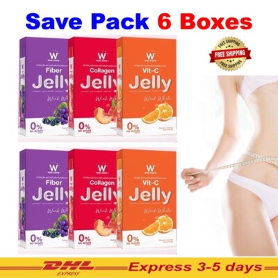 6x Wink White W Jelly Fiber Collagen Vit C Mix 3 Flavors Detox Slim Skin Healthy