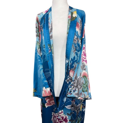 Natori Women's Floral Muu Muu Kimono Duster Robe Maxi Kaftan Zip Pockets SZ M - Picture 5 of 11