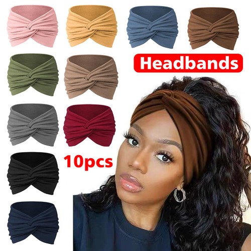 Women Wide Yoga Headband Stretch Hairband Elastic Floral Plain Head Wrap Turban