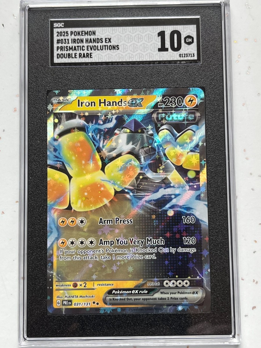 Pokemon Prismatic Evolutions Card Iron Hands ex 031/131 SGC 10 Gem MInt |  eBay