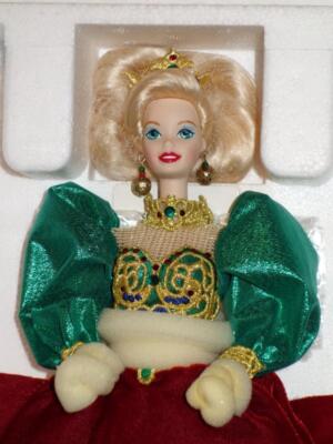 Barbie 1995 Holiday Jewel Porcelain Collector Doll - First Ever Porcelain Holiday Barbie Limited Edition