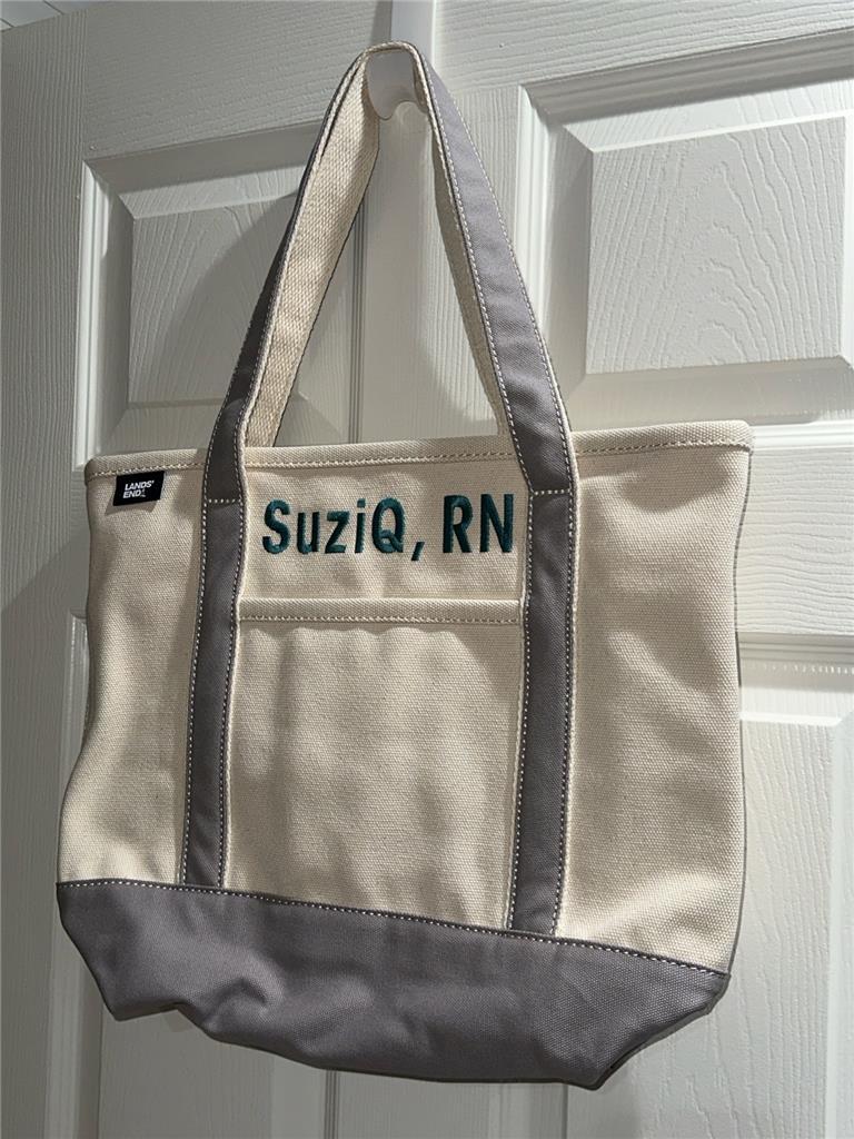 Lands End Medium Open Top Short Handle Canvas Tote Bag