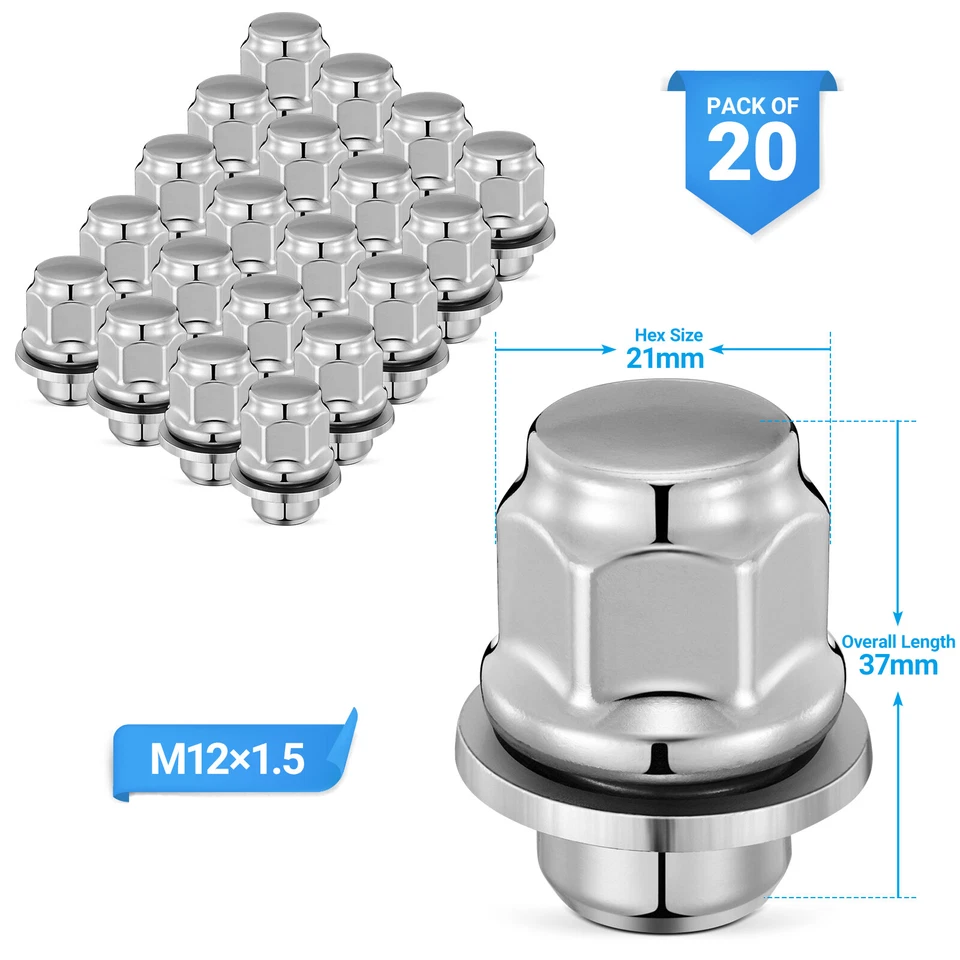 20pcs M12x1.5 Toyota Lug Nuts for Toyota Camry Tacoma Highlander Corolla Models Foto 2 de 4