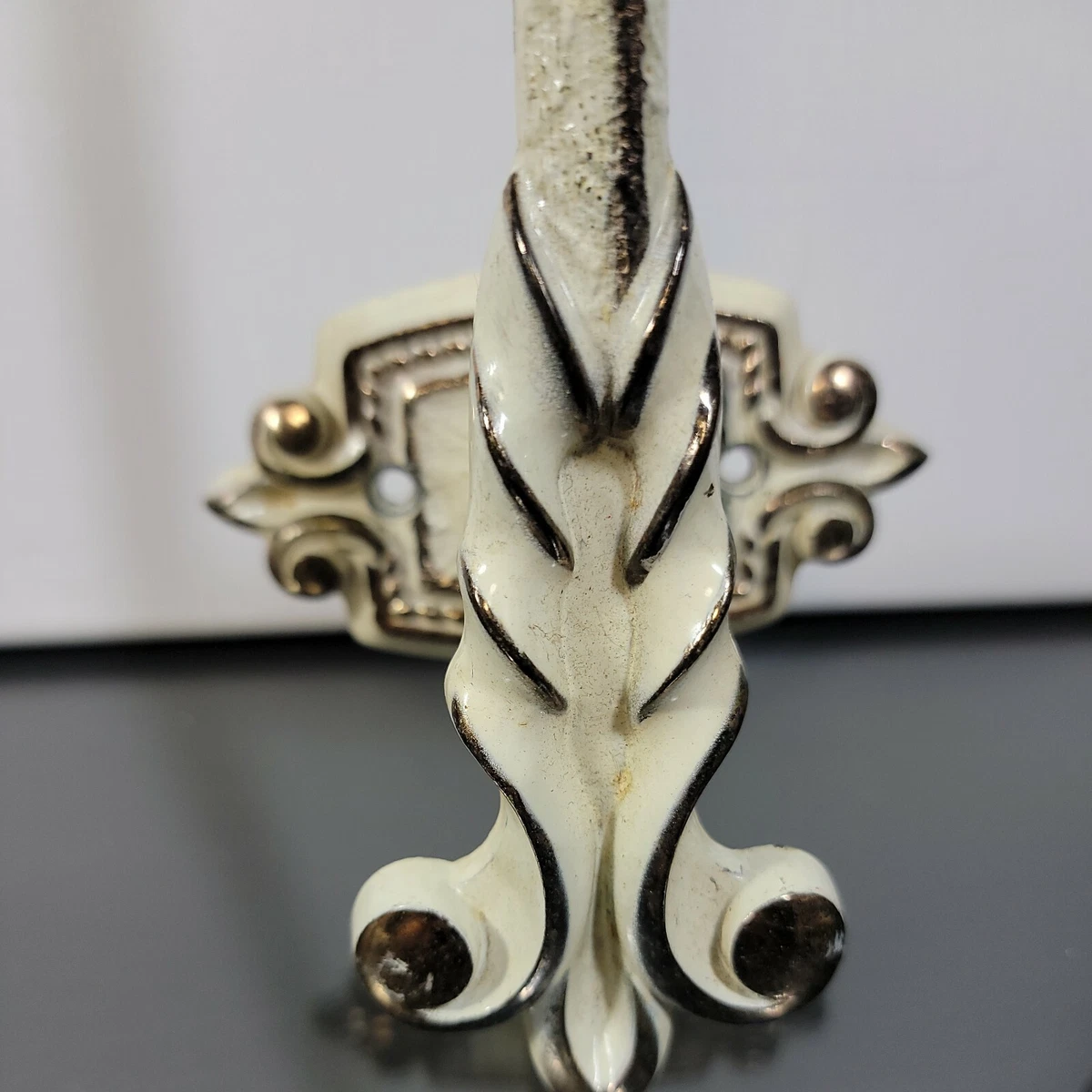 Vintage Metal Gold Creme Ornate Towel Bar Holder 29 1 2