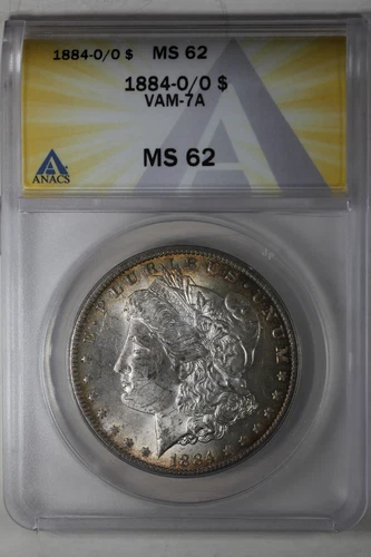 1884-O/O 1.00 ANACS MS62 VAM-7A  Morgan Silver Dollar,Miss Liberty Head