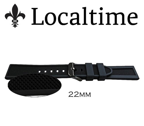 Correas de reloj de goma de silicona negra grano diamante CLERANCE 4 tamaños 18-20-22-24 mm - Imagen 7 de 8