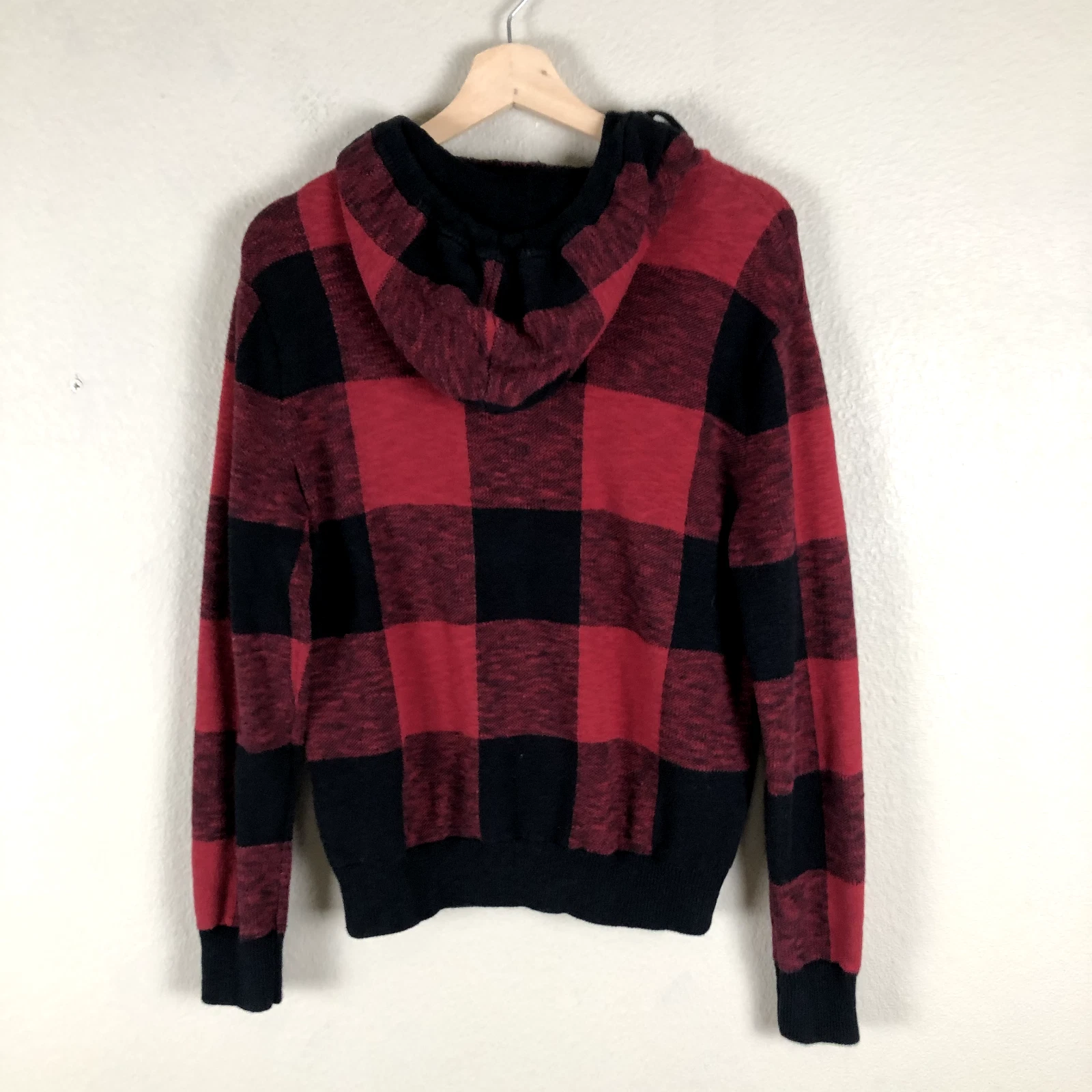 VETEMENTS Felpa con cappuccio American Eagle donna piccola cotone nero rosso bufalo check casual
