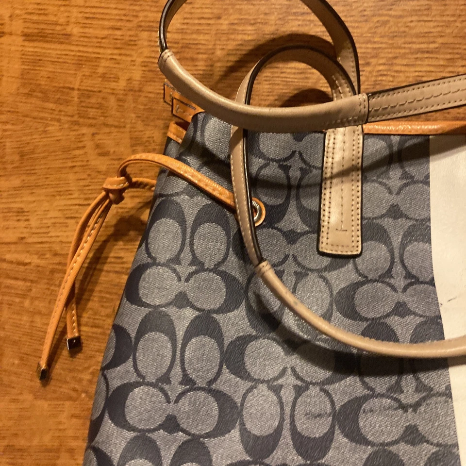 Authentic COACH Signature Shoulder Tote Bag PVC Leather Purple Orange K0292 - Image 4 of 4