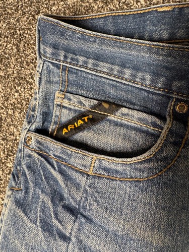 Ariat Rebar M5 Jeans Herren 36x36 Blau Medium Wash Straight Leg Distressed Denim * - Bild 4 von 13