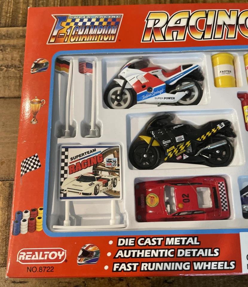 Juego Motocicleta Campeón Realtoy F-1 Años 90 Nº Porsche 1:64 8722 de colección nuevo en paquete Foto 3 de 4