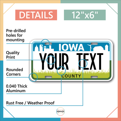 Custom state License Plates with personalized text Car 12x6- Moto 7x4 - Bike 6x3 - Picture 176 of 570