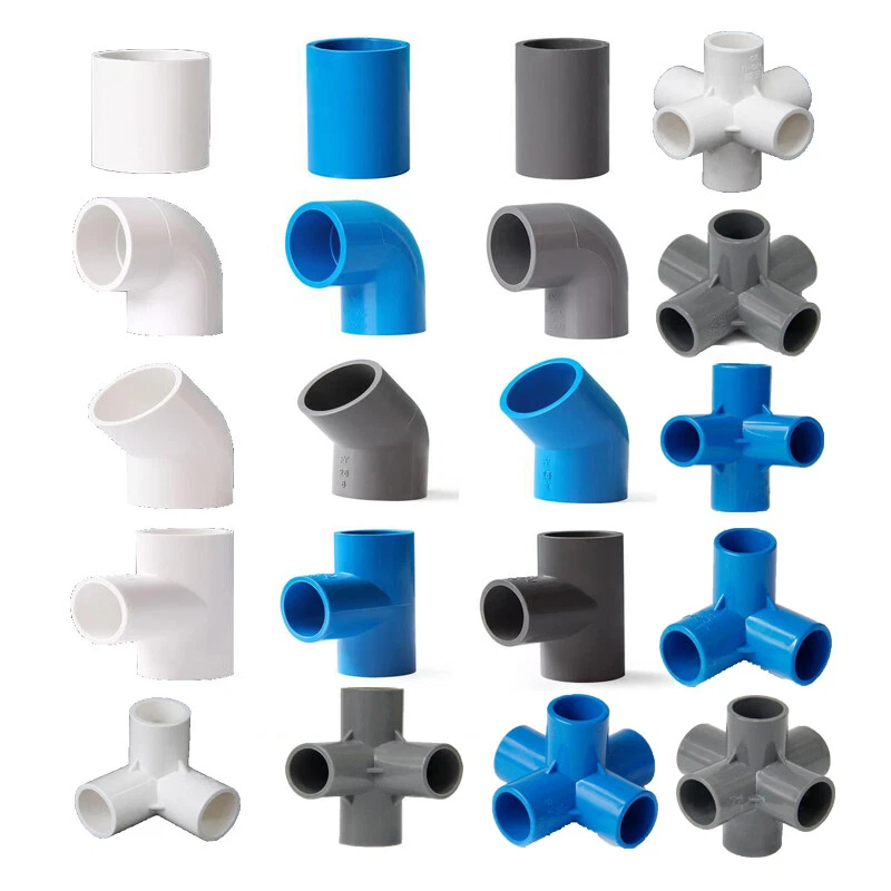 PVC Pipe Fittings Various Type Straight, Tee, Elbow Water Supply  White/Blue/Grey