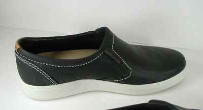 ECCO Soft 7 Men's Size 7.25 NWOB  Euro 40  Black Leather Slip On Sneakers Shoes