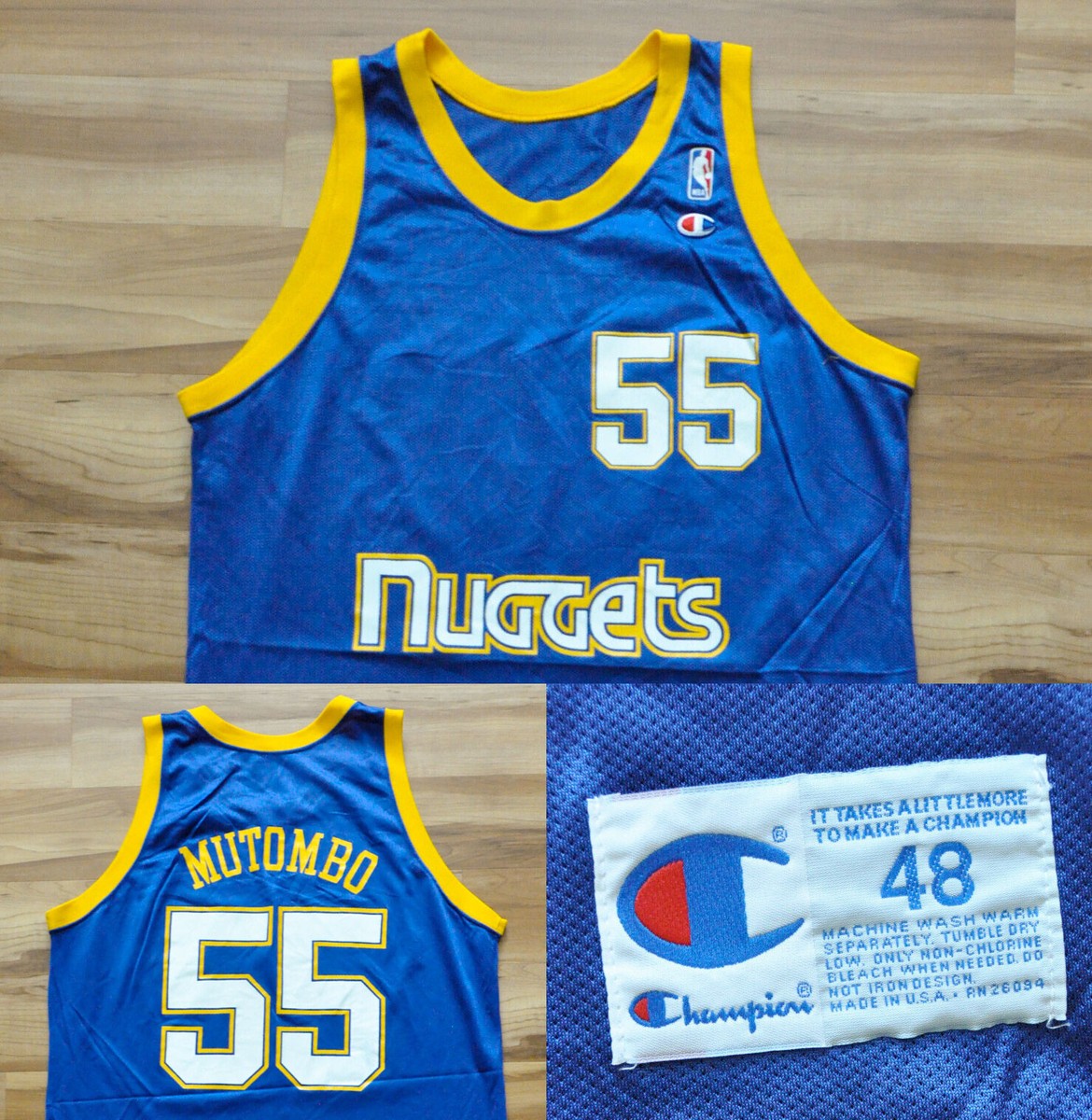 NBAムトンボユニフォーム Dikembe Mutombo Denver Nuggets Champion Jersey Blue NBA Men 48 XL