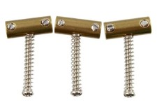 NEW - Set of 3 Tilt Compensated Bridge Saddles For Tele BRASS