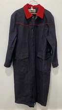VTG Saddlesmith Outfitters Action XS blue Snap Up Duster Ranch Riding Coat USA