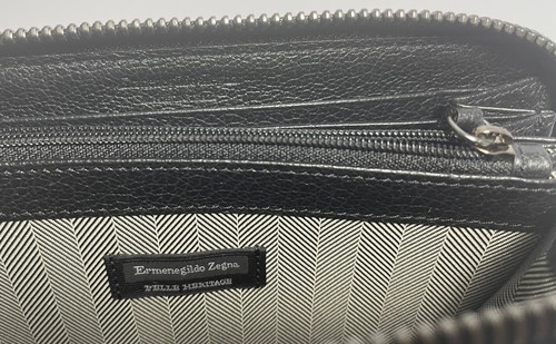 Nueva billetera para hombre Ermenegildo Zegna negra con cremallera sin etiquetas ni caja incluida - Imagen 7 de 7