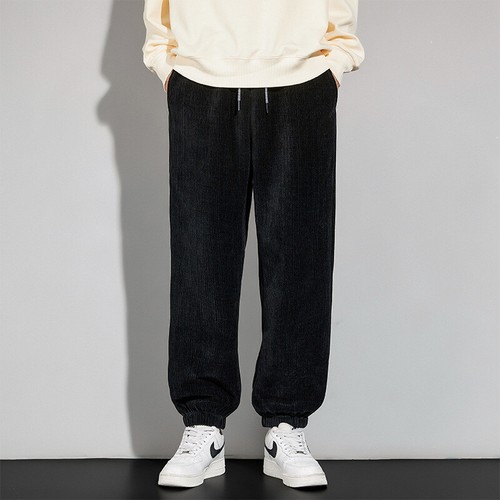 Men's Jogger Pants Casual Loose Corduroy Sports Sweatpants Lace Up Trousers - Picture 11 of 13