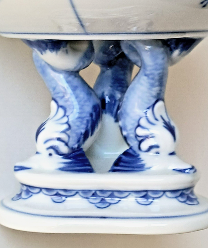 Bing & Grondahl /B&G Blue Traditional Porcelain Bowl on Dolphin Foot, Rare 5.5" - Picture 6 of 13
