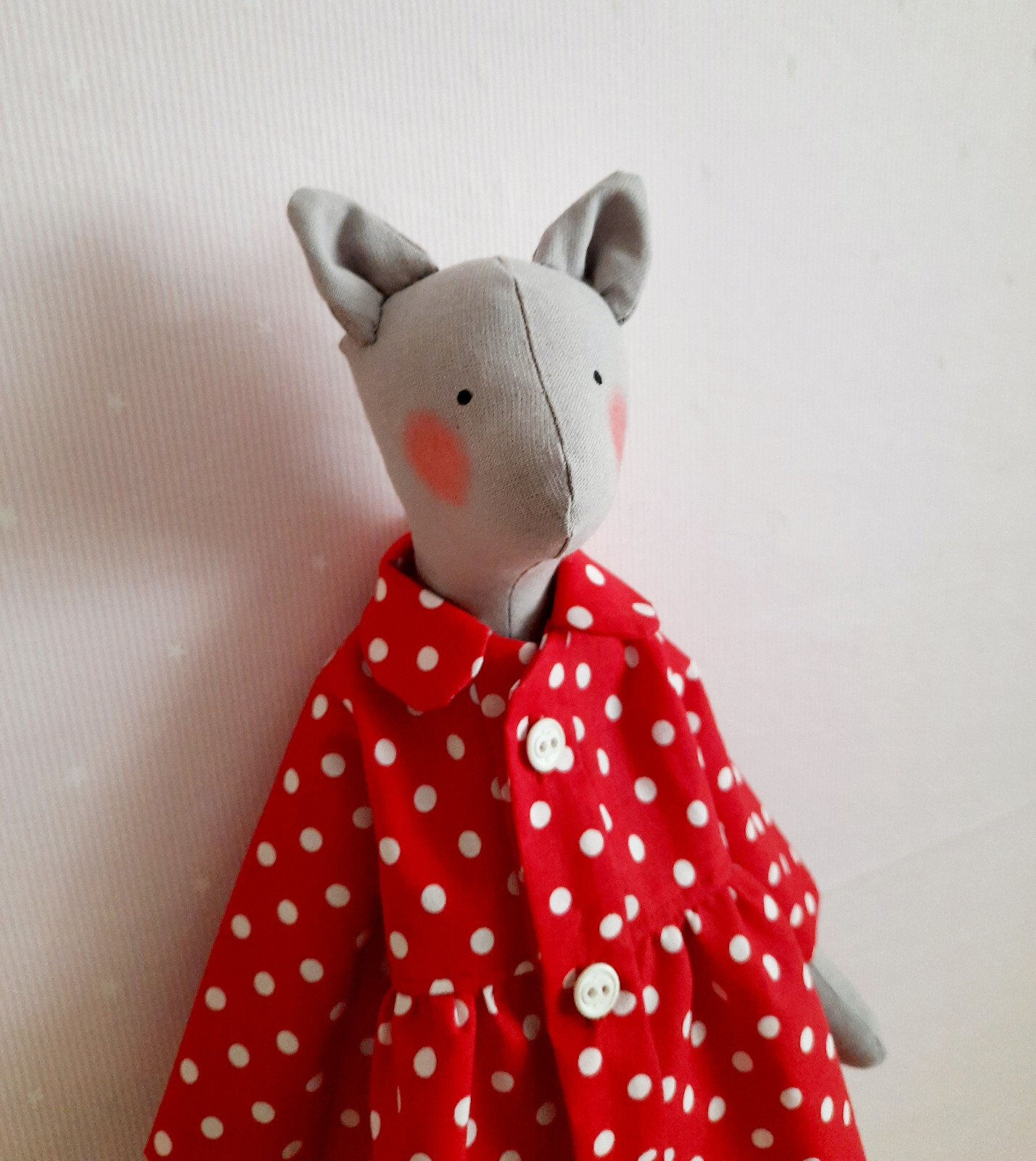 Katze im Kleid rot Tilda Puppe, Tier Dekoration Geschenk Geburtstag Weihnachten