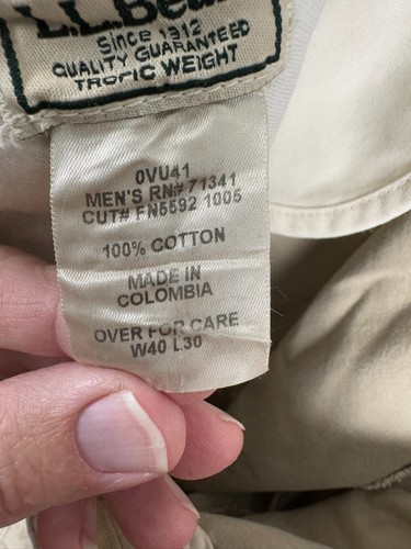 L.L.Bean Casual Ankle Pant Men's 40x30 Beige Cotton Zip Fly Pocket Regular Fit - Picture 6 of 6