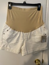 NEW Maternity a:glow White Stretch Boyfriend Cuffed Shorts Size 16