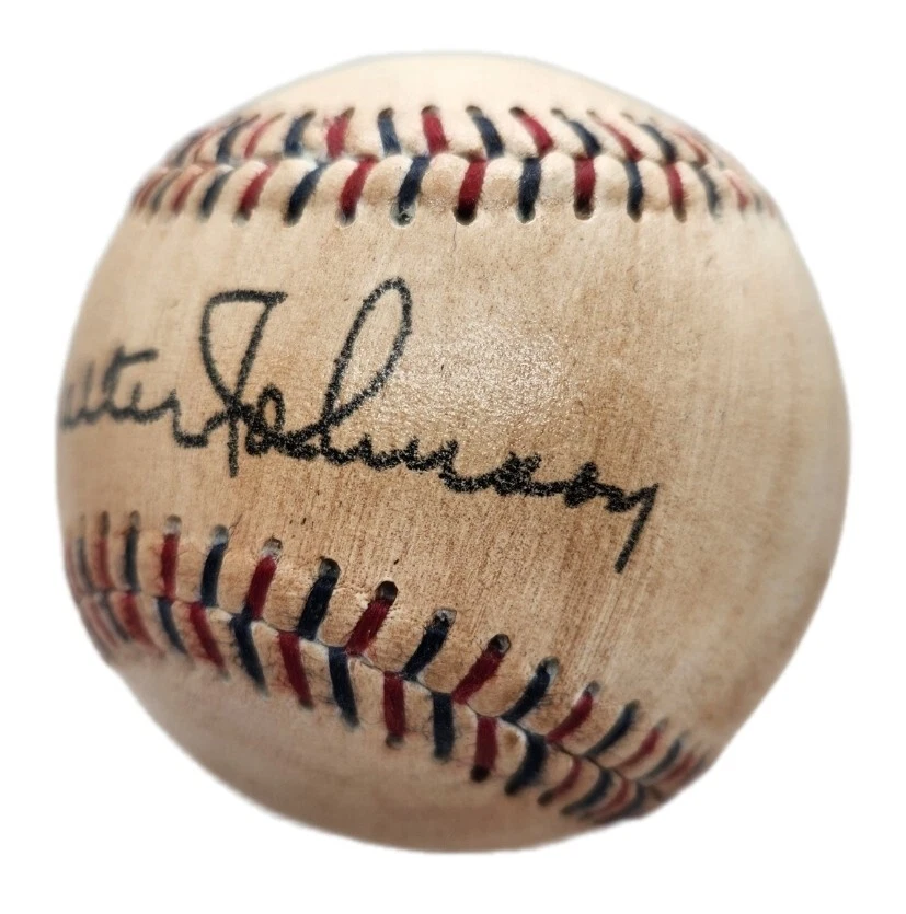 Béisbol Walter Johnson autografiado años 30. Réplica con licencia de Johnson Estate Foto 3 de 3