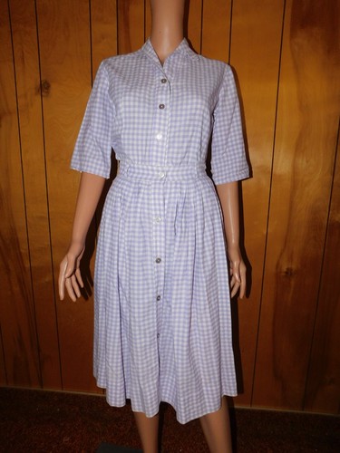 Vintage Prairie Skirt and Blouse Lavender Gingham Check Waist 26" - Picture 3 of 6
