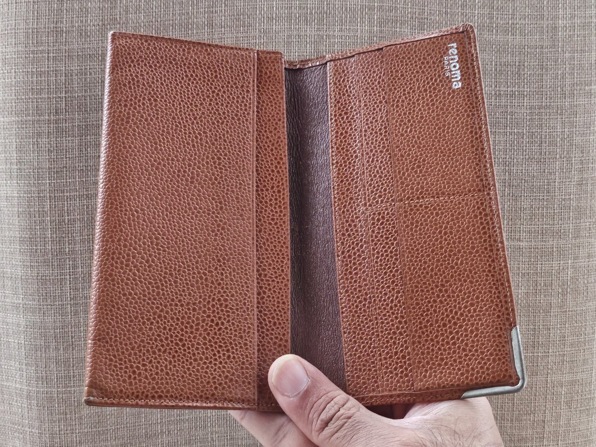 Renoma Paris Long Wallet Brown Leather Card Holder Clutch Purse