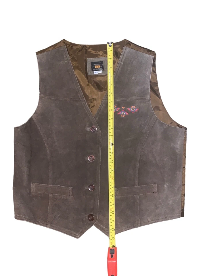 Route 66  Suede Leather Vest Womens L Brown  Western Embroidered Vest NWT - Image 4 of 4
