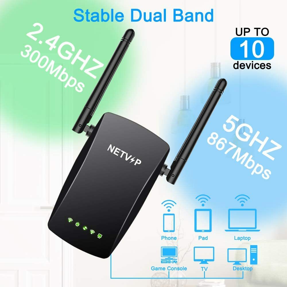 WiFi Range Extender 1200mbps Wireless Router Signal Booster Dual Antenna AP  Mode