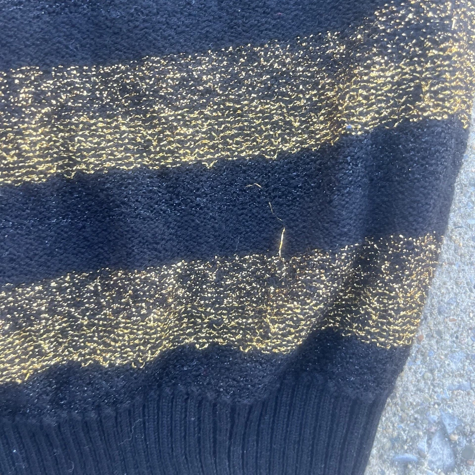 Miss Valentino Boutique Vintage Knit Sweater Top Size 42 Black Gold 1970s - Image 4 of 4