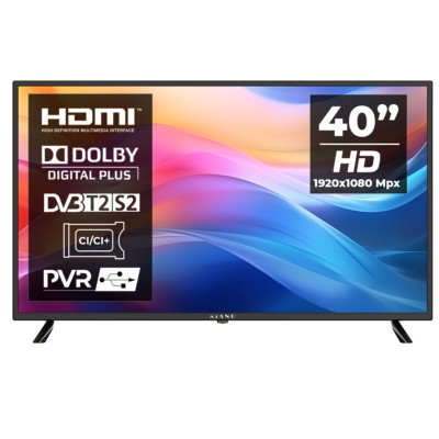 Fernseher TV 40 Zoll Full HD LED Fernseher, 3x HDMI, DVB-T2, Dolby Audio Kiano