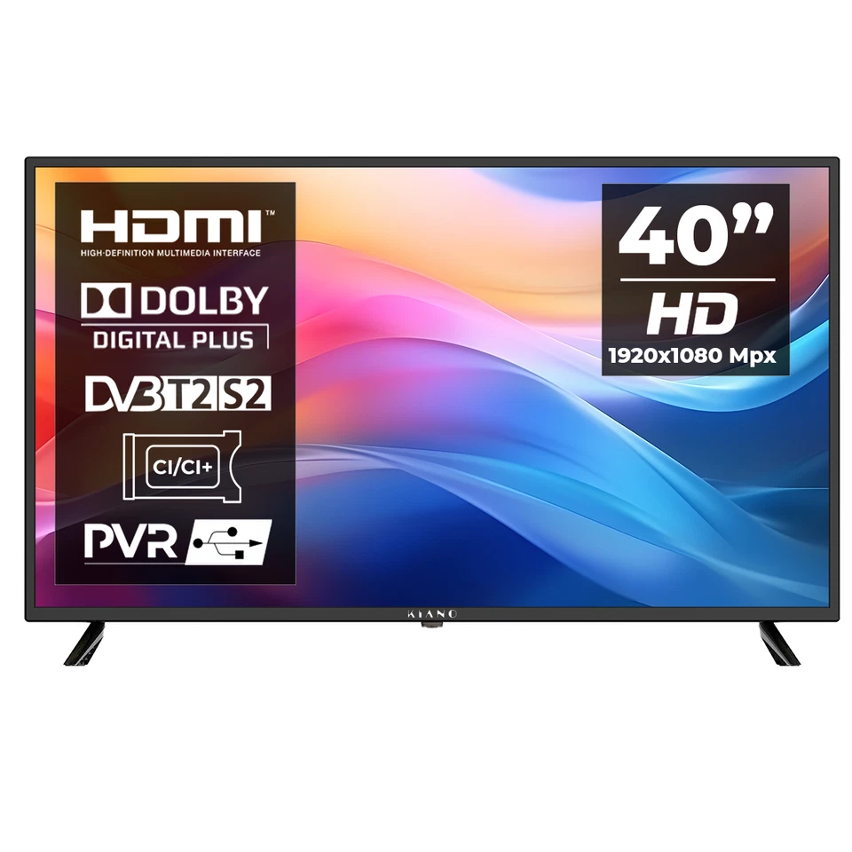 Fernseher TV 40 Zoll Full HD LED Kiano 3x HDMI DVB-T2/S2 OUTLET B