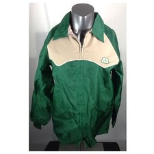 Vtg 80s Pioneer Seed Jacket Med Farm Logo Snap Upstream Made In USA Green