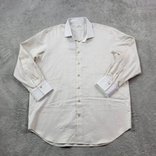 Emanuel Berg Custom Shirt Mens XL Ivory Luxury Superfine Textile Cotton