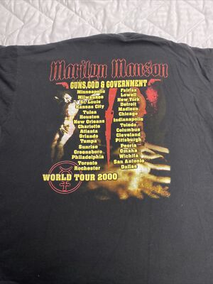 Vintage Marilyn Manson T Shirt Guns God & Government Tour 2000 Y2K