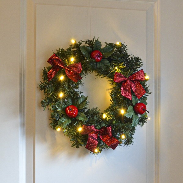 Led TüRkranz Kranz Weihnachtskranz Fensterdeko Adventskaranz Lichterkranz Timer-image