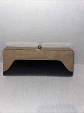 Vintage faux leather clamshell hard glasses Sunglasses case