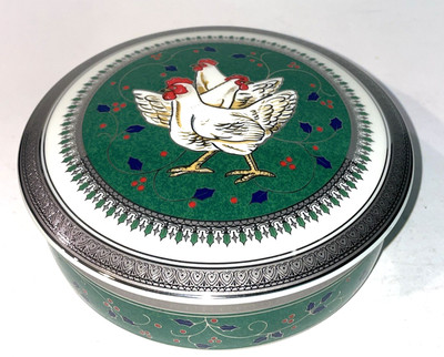 Mikasa Twelve Days of Christmas Three French Hens Platinum Covered Bowl Vintage*