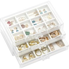 Acryl Schmuck Organizer Schmuckschatulle mit 3 Schubladen Durchsichtige Schmu...