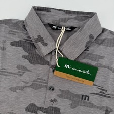 Travis Mathew Mens S Beachside Stealth Polo Shirt Gray Camo The Eco Collection