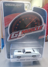 GL MUSCLE 1970 MERCURY COUGAR ELIMINATOR WHITE & BLACK STRIPES 1:64 (Greenlight)