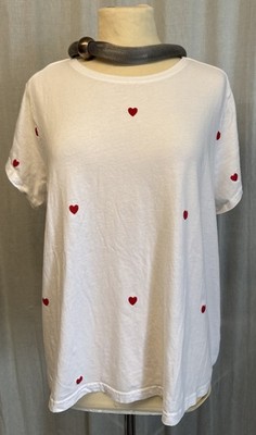 Studio Untold T-Shirt Gr.46/48 Weiss mit roten Herzchen  