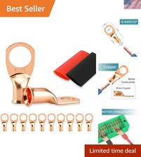 10PCS 6 Gauge Battery Cable Ends 1/2" Copper Wire Lugs with Heat Shrink Tubing