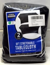 New Utopia Kitchen 2-Pack 6 FT. Stretchable Tablecloth Spandex Tight Fit Black